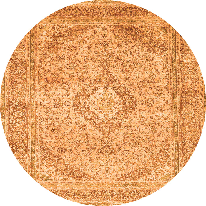 Square Medallion Orange Traditional Rug, tr1112org