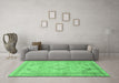 Machine Washable Medallion Emerald Green Traditional Area Rugs in a Living Room,, wshtr1112emgrn