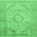 Square Medallion Emerald Green Traditional Rug, tr1112emgrn