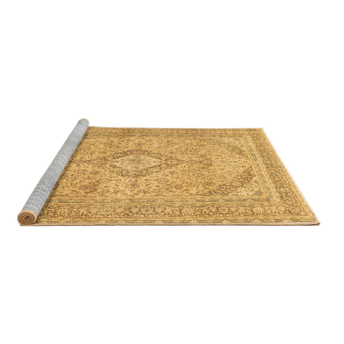 Sideview of Machine Washable Medallion Brown Traditional Rug, wshtr1112brn