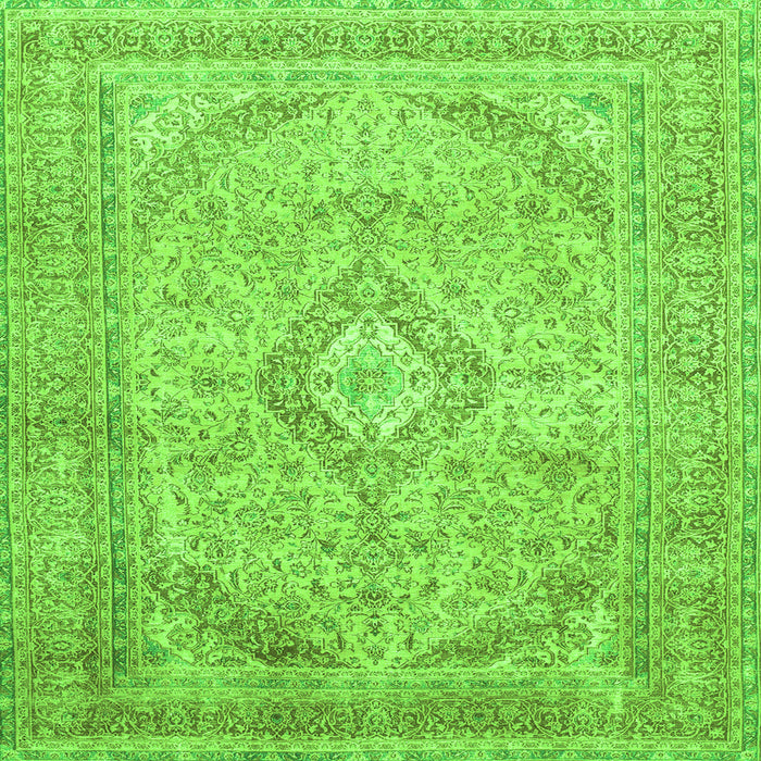 Serging Thickness of Medallion Green Traditional Rug, tr1112grn