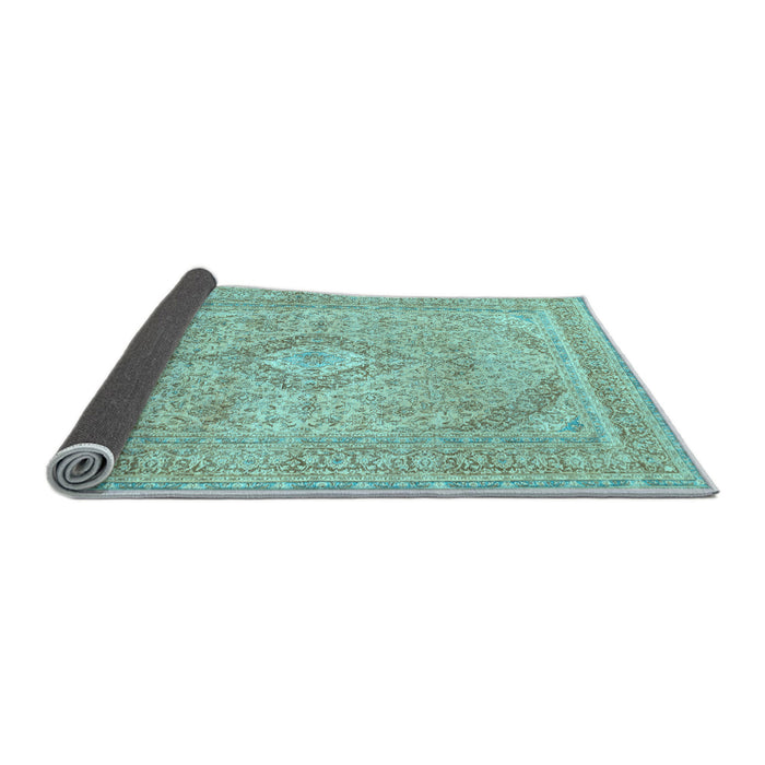 Sideview of Medallion Light Blue Traditional Rug, tr1112lblu