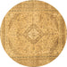 Round Medallion Brown Traditional Rug, tr1112brn