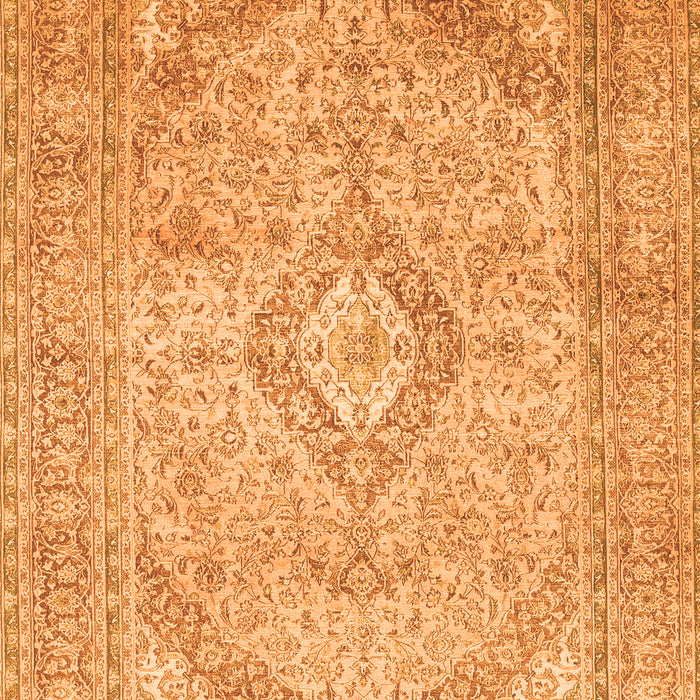 Serging Thickness of Machine Washable Medallion Orange Traditional Area Rugs, wshtr1112org