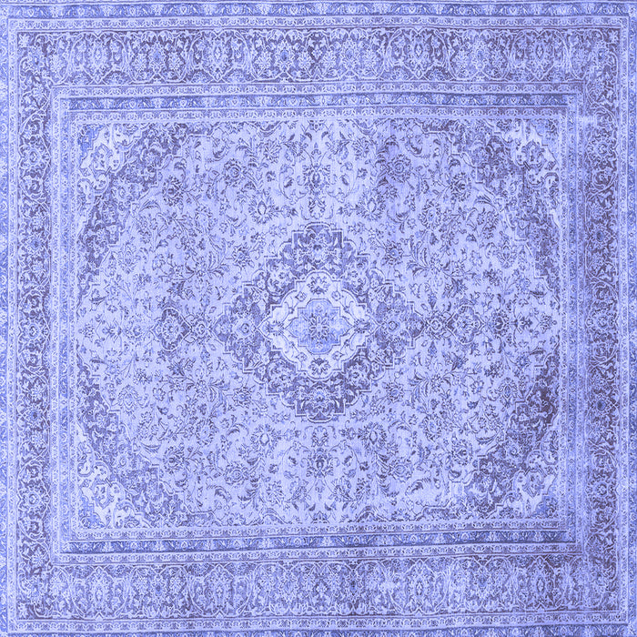 Square Machine Washable Medallion Blue Traditional Rug, wshtr1112blu