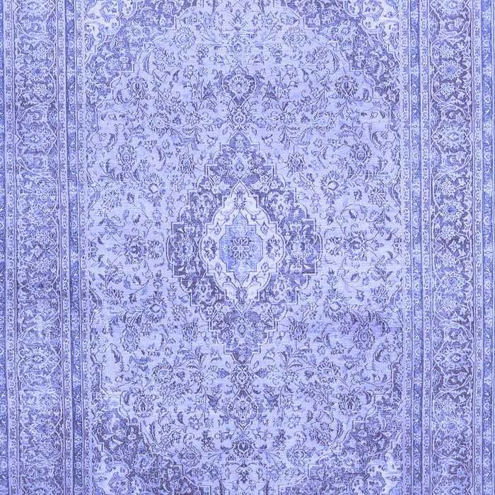 Machine Washable Medallion Blue Traditional Rug, wshtr1112blu