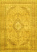 Machine Washable Medallion Yellow Traditional Rug, wshtr1112yw