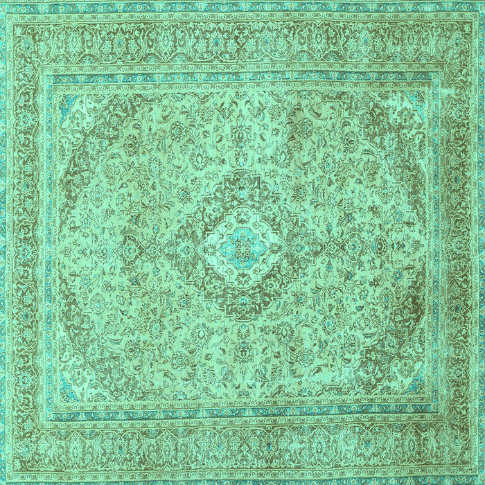 Square Medallion Turquoise Traditional Rug, tr1112turq