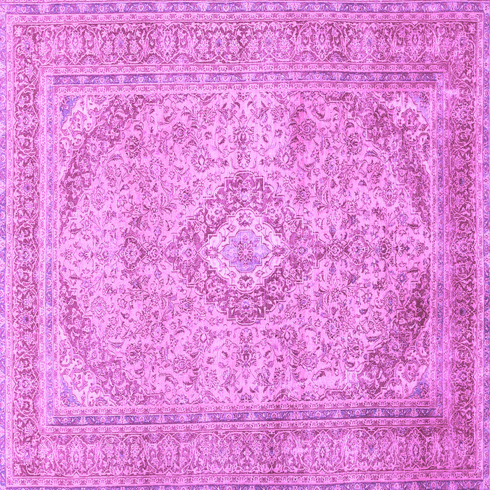 Square Machine Washable Medallion Purple Traditional Area Rugs, wshtr1112pur