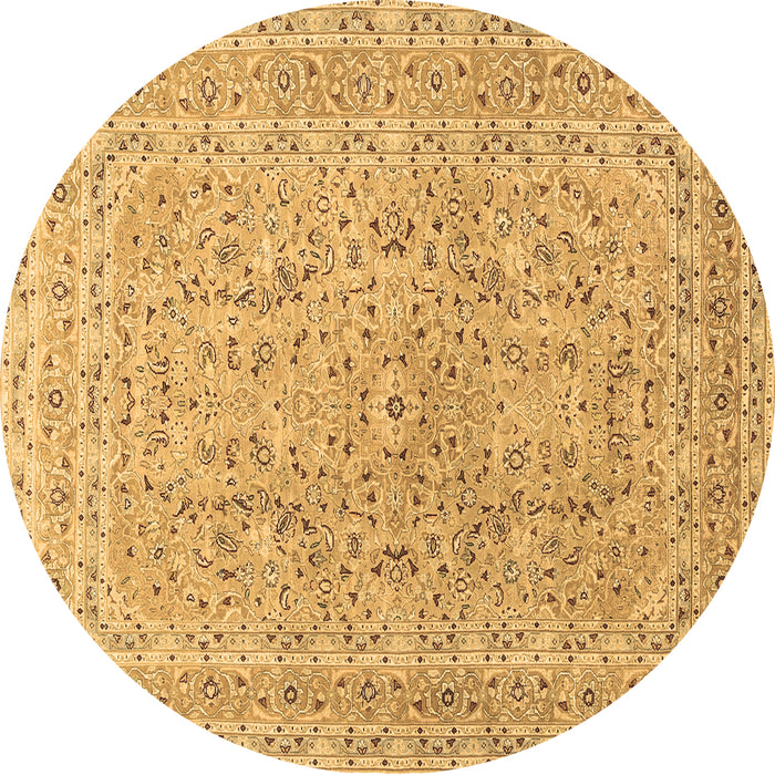 Round Persian Brown Traditional Rug, tr1113brn