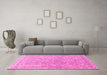 Machine Washable Persian Pink Traditional Rug in a Living Room, wshtr1113pnk