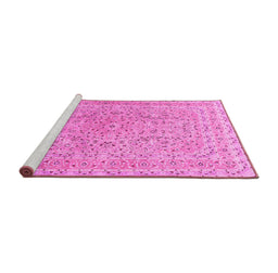 Sideview of Machine Washable Persian Pink Traditional Rug, wshtr1113pnk