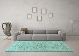 Machine Washable Persian Light Blue Traditional Rug in a Living Room, wshtr1113lblu