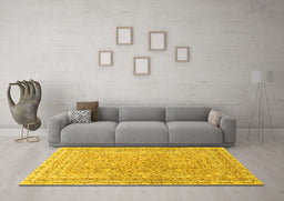 Machine Washable Persian Yellow Traditional Rug in a Living Room, wshtr1113yw