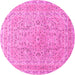 Round Persian Pink Traditional Rug, tr1113pnk