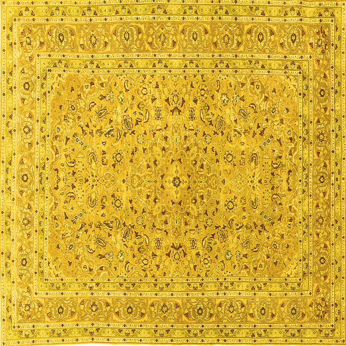 Square Machine Washable Persian Yellow Traditional Rug, wshtr1113yw