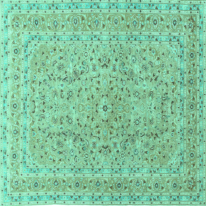 Square Machine Washable Persian Turquoise Traditional Area Rugs, wshtr1113turq
