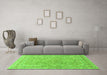 Machine Washable Persian Green Traditional Area Rugs in a Living Room,, wshtr1113grn