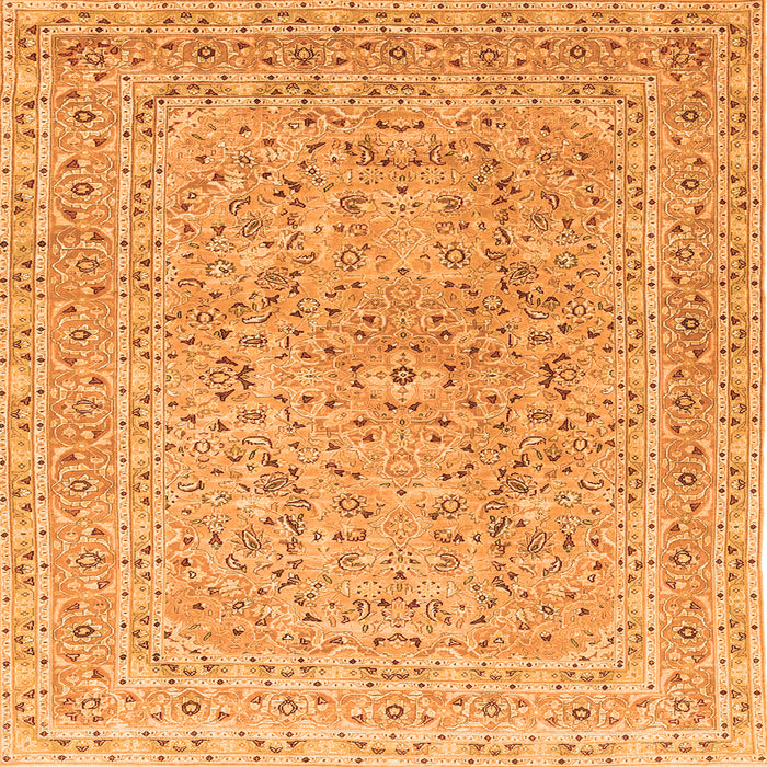 Round Machine Washable Persian Orange Traditional Area Rugs, wshtr1113org