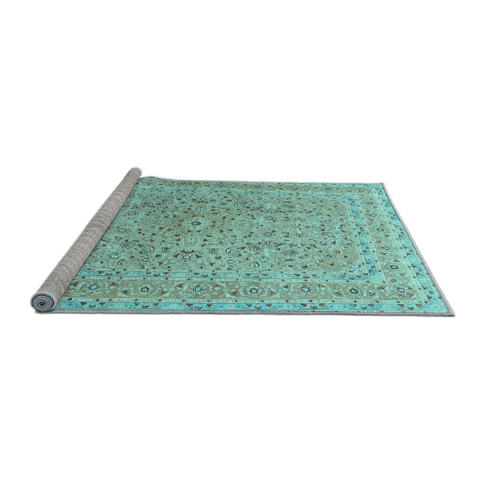 Sideview of Machine Washable Persian Light Blue Traditional Rug, wshtr1113lblu