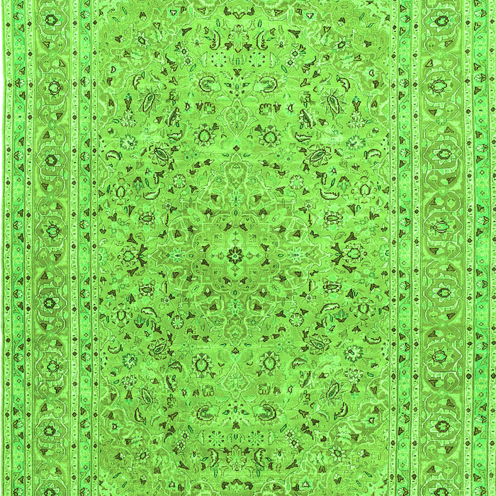 Serging Thickness of Machine Washable Persian Green Traditional Area Rugs, wshtr1113grn