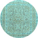 Round Persian Light Blue Traditional Rug, tr1113lblu