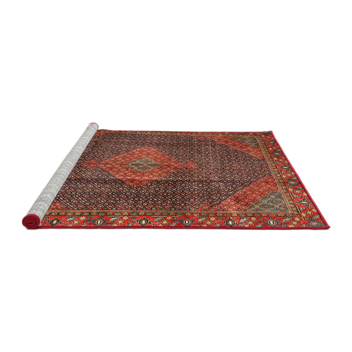 Sideview of Machine Washable Traditional Rust Pink Rug, wshtr1114