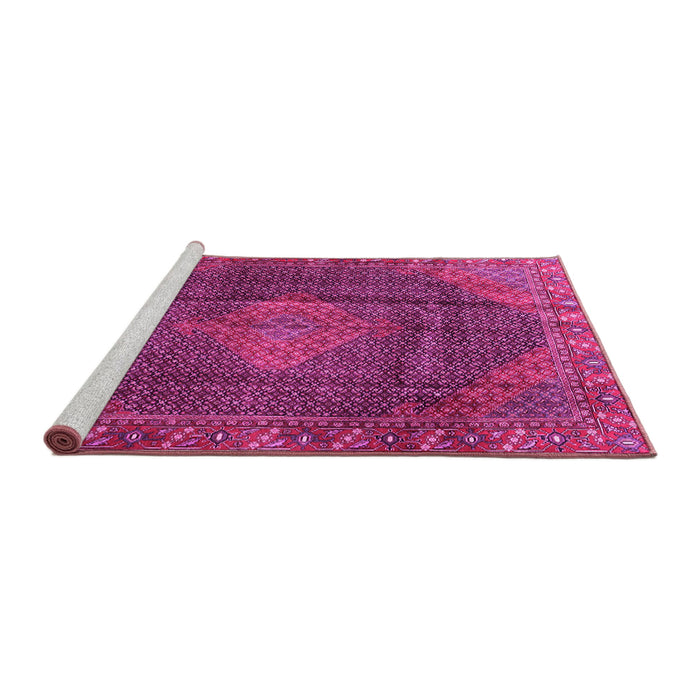 Sideview of Machine Washable Persian Pink Traditional Rug, wshtr1114pnk