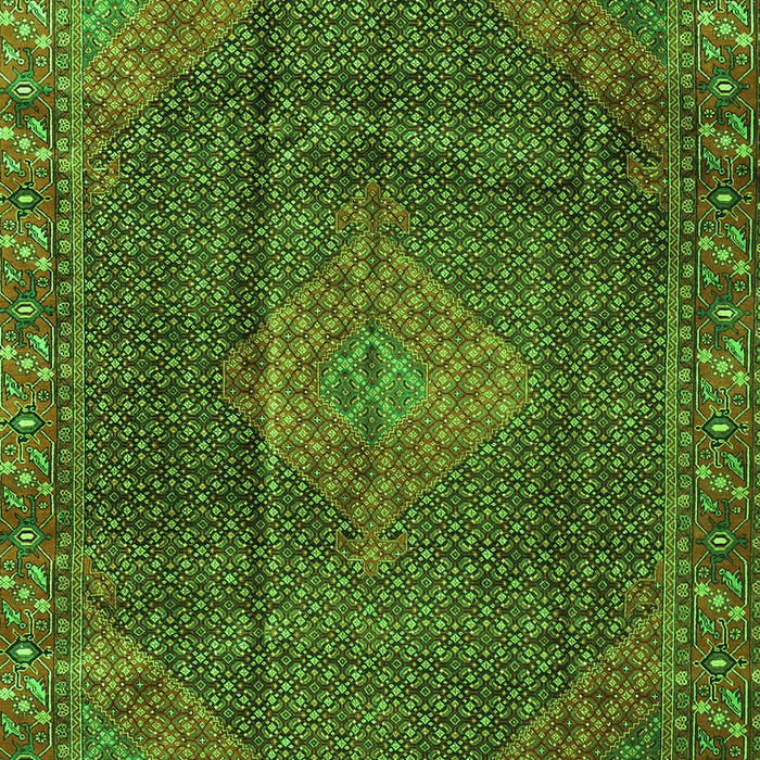 Serging Thickness of Machine Washable Persian Green Traditional Area Rugs, wshtr1114grn