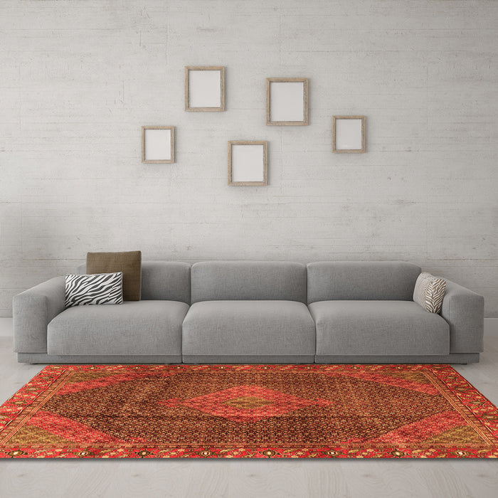 Machine Washable Persian Orange Traditional Area Rugs in a Living Room, wshtr1114org