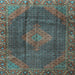 Square Machine Washable Persian Light Blue Traditional Rug, wshtr1114lblu