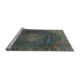 Sideview of Machine Washable Persian Light Blue Traditional Rug, wshtr1114lblu