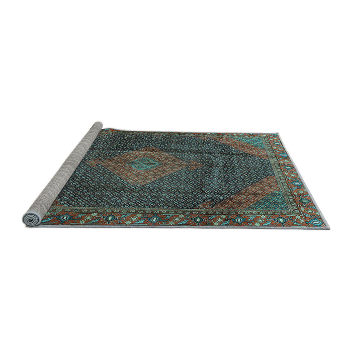 Sideview of Machine Washable Persian Light Blue Traditional Rug, wshtr1114lblu
