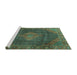 Sideview of Machine Washable Persian Turquoise Traditional Area Rugs, wshtr1114turq