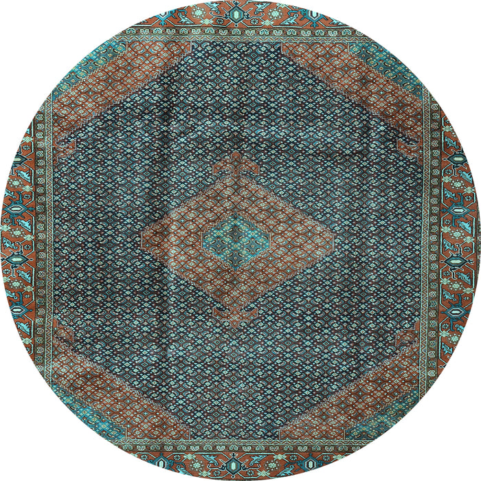 Round Machine Washable Persian Light Blue Traditional Rug, wshtr1114lblu