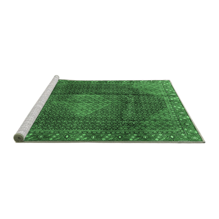 Sideview of Machine Washable Persian Emerald Green Traditional Area Rugs, wshtr1114emgrn