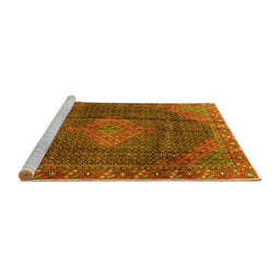 Sideview of Machine Washable Persian Yellow Traditional Rug, wshtr1114yw