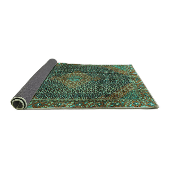 Sideview of Persian Turquoise Traditional Rug, tr1114turq
