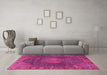 Machine Washable Persian Pink Traditional Rug in a Living Room, wshtr1114pnk