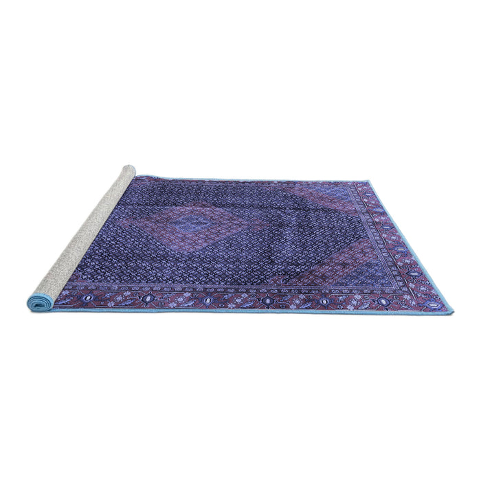Sideview of Machine Washable Persian Blue Traditional Rug, wshtr1114blu