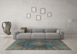 Machine Washable Persian Light Blue Traditional Rug in a Living Room, wshtr1114lblu