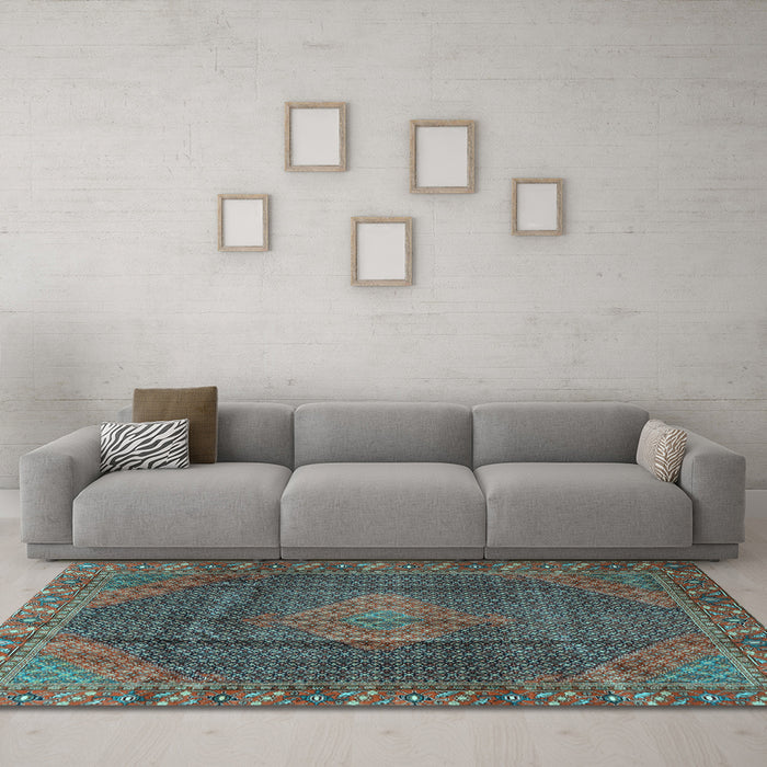 Machine Washable Persian Light Blue Traditional Rug in a Living Room, wshtr1114lblu