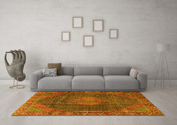 Machine Washable Persian Yellow Traditional Rug in a Living Room, wshtr1114yw