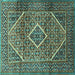 Square Machine Washable Persian Turquoise Traditional Area Rugs, wshtr1115turq