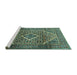 Sideview of Machine Washable Persian Turquoise Traditional Area Rugs, wshtr1115turq