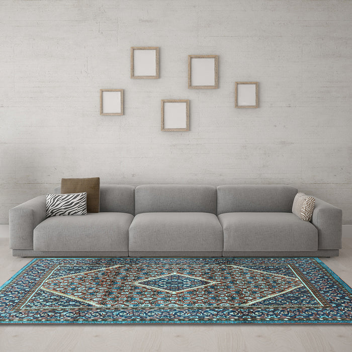 Machine Washable Persian Light Blue Traditional Rug in a Living Room, wshtr1115lblu