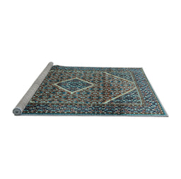 Sideview of Machine Washable Persian Light Blue Traditional Rug, wshtr1115lblu