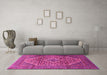 Machine Washable Persian Pink Traditional Rug in a Living Room, wshtr1115pnk