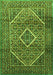 Serging Thickness of Machine Washable Persian Green Traditional Area Rugs, wshtr1115grn