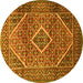 Round Machine Washable Persian Yellow Traditional Rug, wshtr1115yw